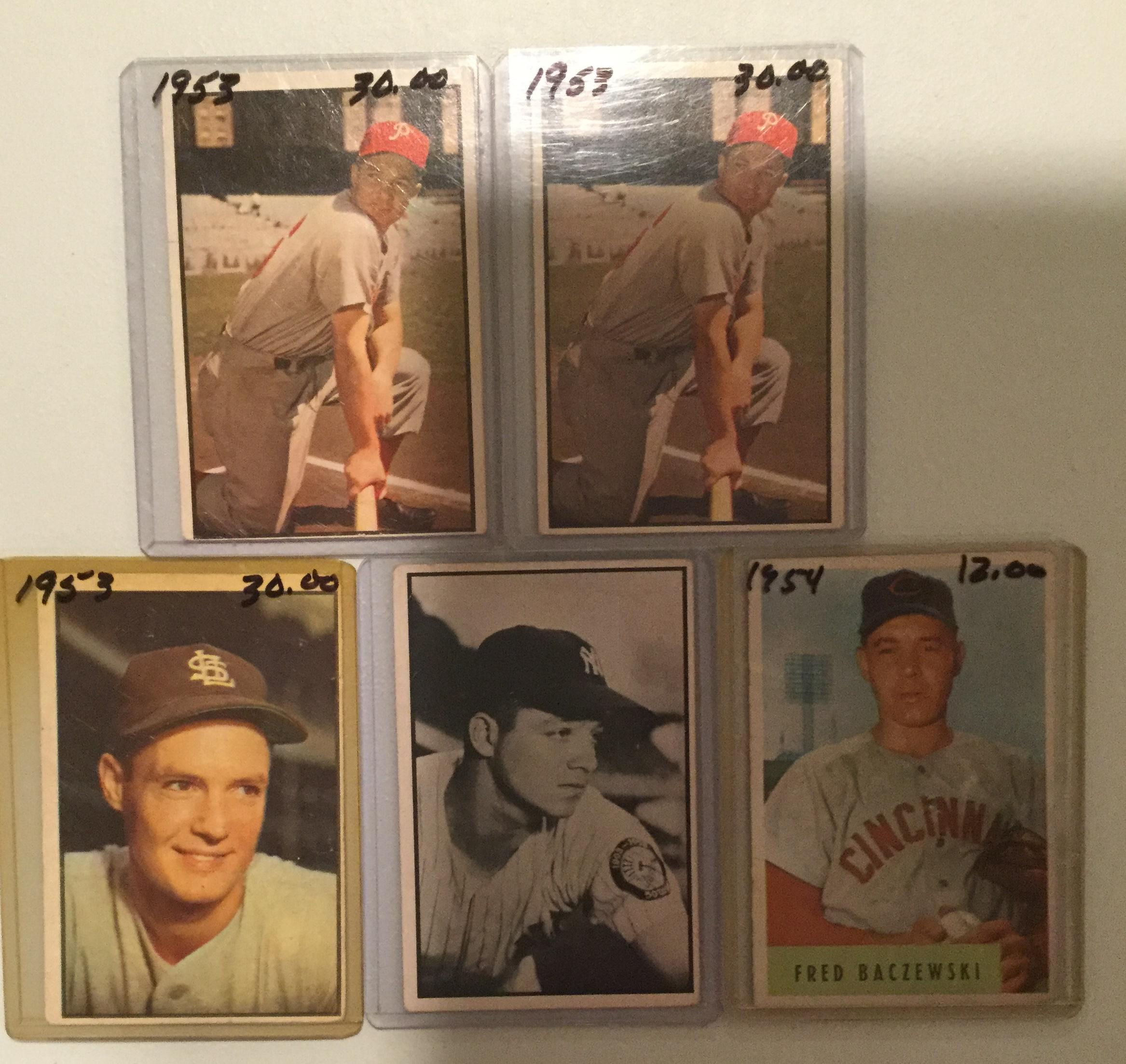Five 1953 Bowman cards - #54-#67 – Various Players