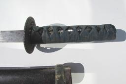 ASIAN TANTO KNIFE SWORD 17.25" w/ SCABBARD WOOD