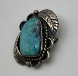 SIGNED CSC TC STERLING TURQUOISE PIN PENDANT