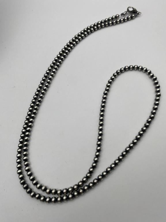 36" STERLING NAVAJO PEARLS BEADED NECKLACE