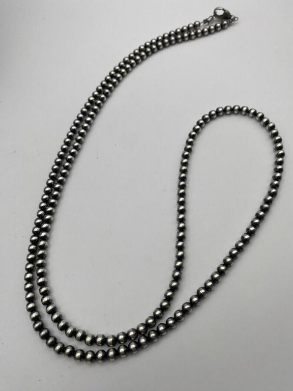 36" STERLING NAVAJO PEARLS BEADED NECKLACE