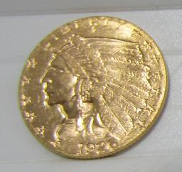 1926 USA GOLD 2 1/2 DOLLAR INDIAN COIN.