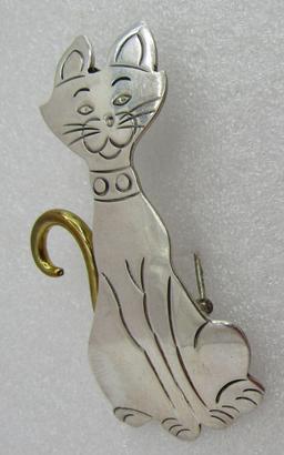 TM-180 TAXCO CAT PIN STERLING SILVER  LATON MEXICO