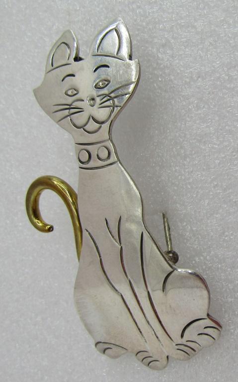 TM-180 TAXCO CAT PIN STERLING SILVER  LATON MEXICO