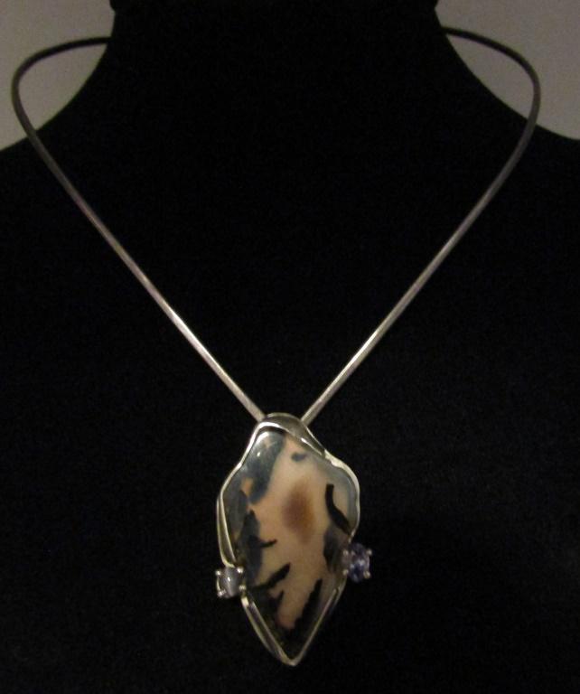 STAR SAPPHIRE AGATE COLLAR NECKLACE STERLING SILVE