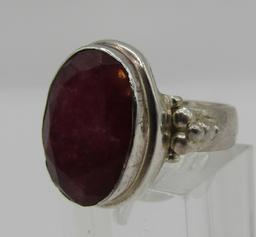 13 CARAT RUBY RING STERLING SILVER SIZE 7