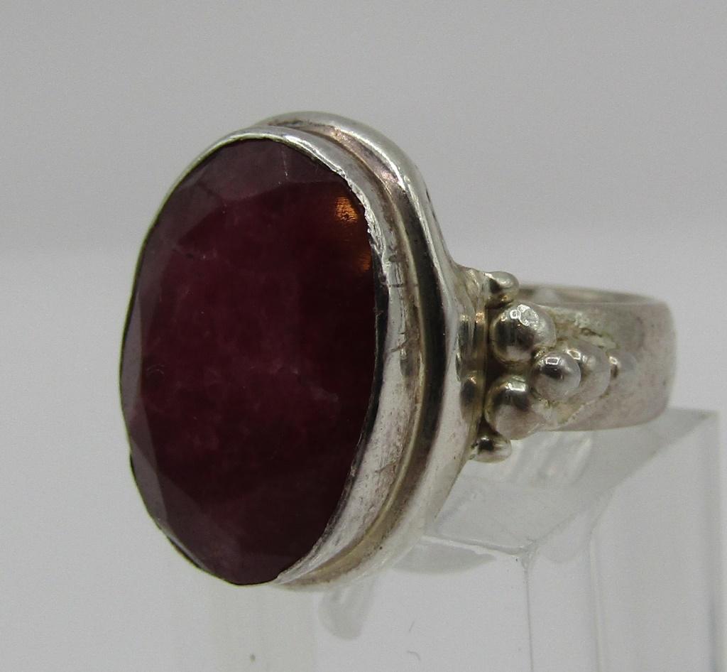 13 CARAT RUBY RING STERLING SILVER SIZE 7