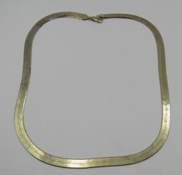 20" GOLD ON STERLING SILVER HERRINGBONE NECKLACE