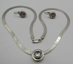ESPOSITO EARRINGS & CI NECKLACE STERLING SILVER