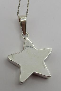 30" NECKLACE PLUS 2" STAR CHARM STERLING SILVER