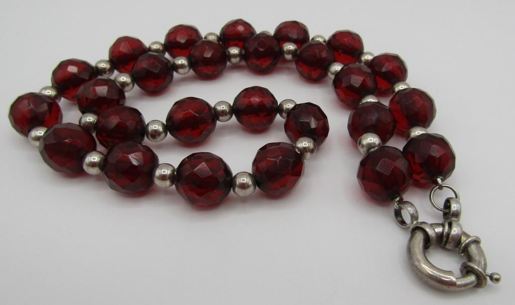 20" 13MM CHERRY AMBER NECKLACE STERLING SILVER