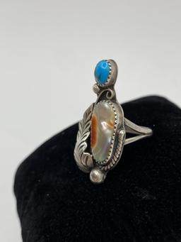 UNIQUE NAVAJO STERLING MOTHERS DAY RING TURQUOISE