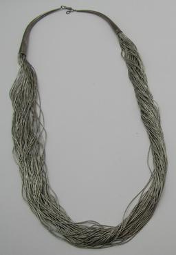 27" STERLING 50 STRAND LIQUID SILVER NECKLACE