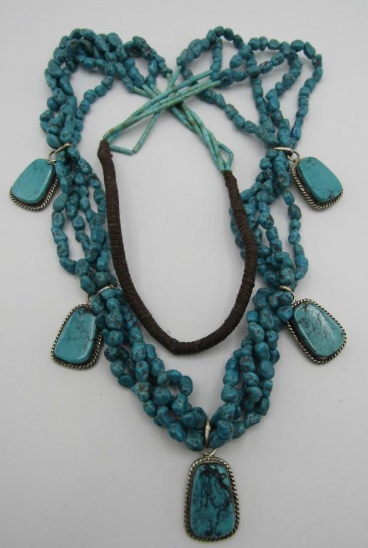 D. ASHLEY 30" TURQUOISE NECKLACE STERLING SILVER