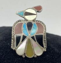 OLD THUNDERBIRD STERLING ZUNI TURQUOISE RING