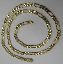 24" FIGARO GOLD ON STERLING SILVER NECKLACE 31GRAM