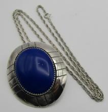 E. YAZZIE LAPIS NECKLACE STERLING SILVER & PIN