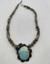 STERLING DRY CREEK TURQUOISE NECKLACE NAVAJO PEARL