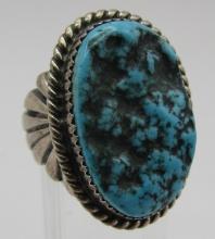 HASTEEN TURQUOISE RING STERLING SILVER 26.4GRAMS
