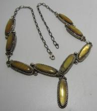 GOLDEN MOTHER OF PEARL NECKLACE STERLING SILVER