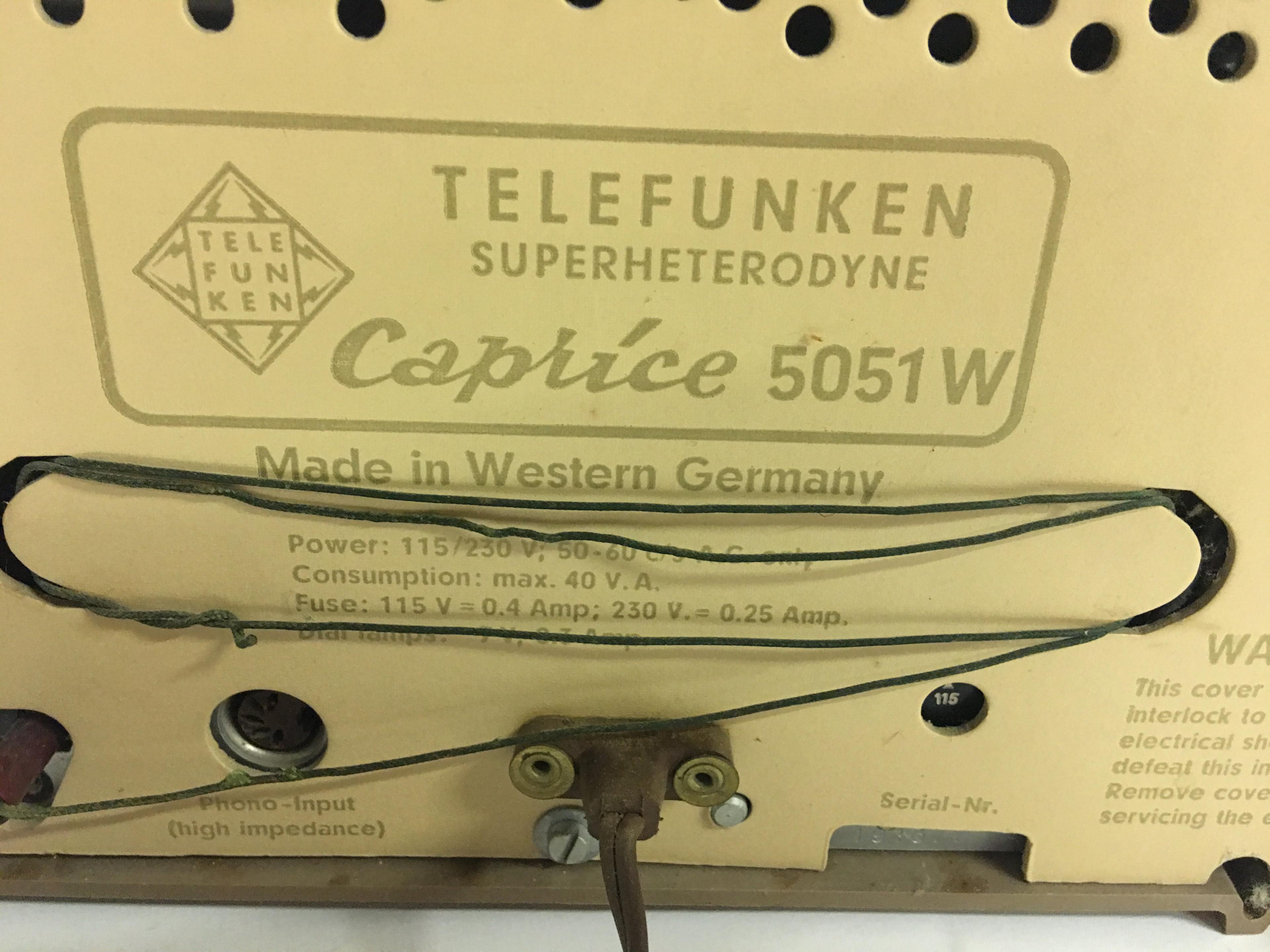 Telefunken Caprice 5051 W Table Top Radio