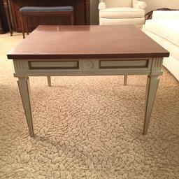 Vintage Occasional Table With Wood Parquetry Top