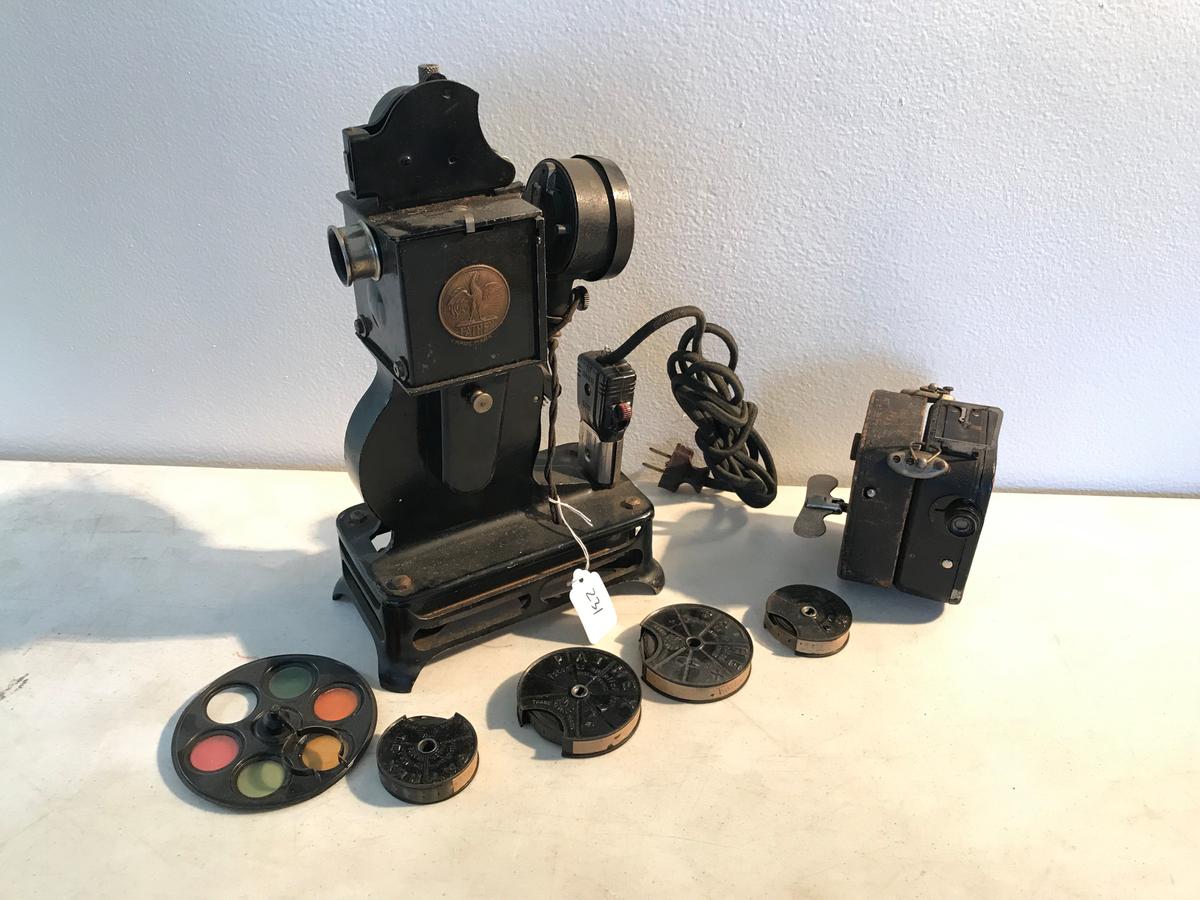 Antique Pathex Silent Film Projector w/ Movie Camera and Reels