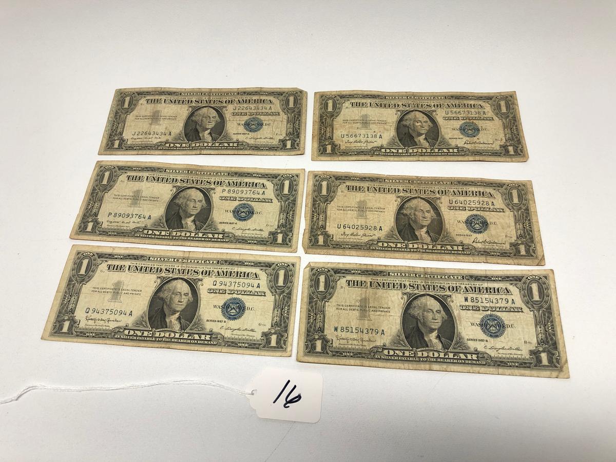 2-1957, 2-1957A, 2-1957B, Blue Seal, 1.00 Silver Certificates