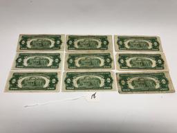 9-1953, Red Seal, $2.00 Silver Certificates