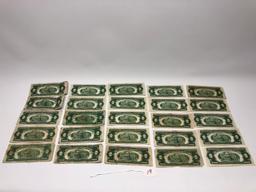 26-1953A, Red Seal, $2.00 Silver Certificates