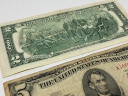 19-1963, $5.00 Silver Certificate and a 2003A Tracked $2.00 Bill