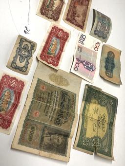 Group of Vintge Foreign Paper Money