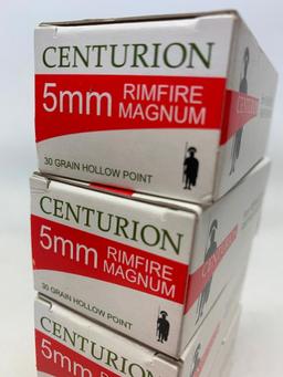 (5) Boxes Of Centurion 5MM Rimfire Magnum Ammo (250) Rounds