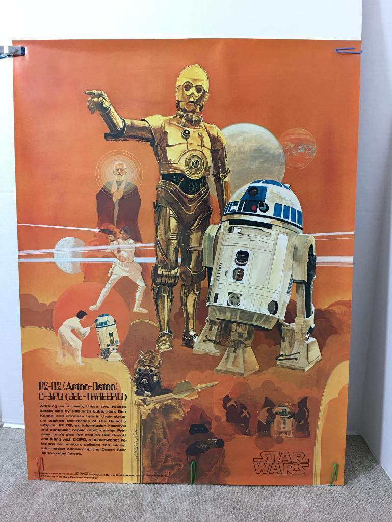Vintage Star Wars R2-D2 and C3PO Poster by Coca Cola 1977