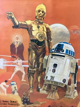 Vintage Star Wars R2-D2 and C3PO Poster by Coca Cola 1977