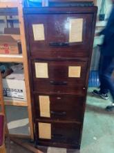 Antique Wood Four Drawer File Cabinet (Basement)
