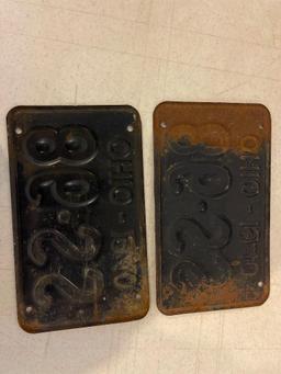 Pair of Matching 1940 Metal Ohio License Plates