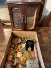 Group of Costume Jewelry and Jewelry Box