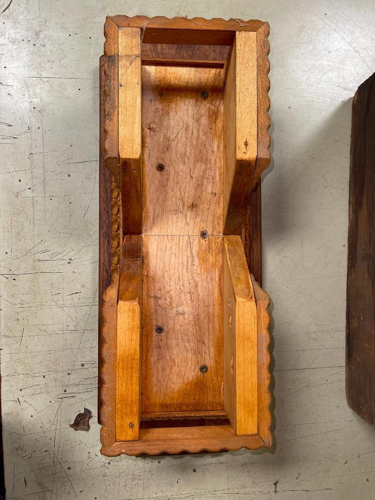 Antique Wood Crate w/Dovetail Design and Hand Made Decorative Wood Shelf