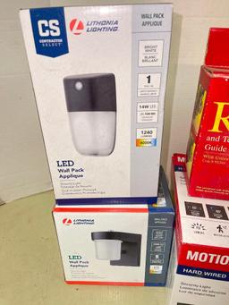 Misc Lighting Lot Incl Motion Detector, Security Lamps and More