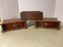 Two Decorative Wooden Drawers and One Wooden Box