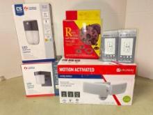 Misc Lighting Lot Incl Motion Detector, Security Lamps and More