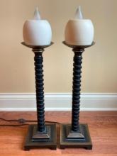 Set of 2 Tall Candle Stick Lamps