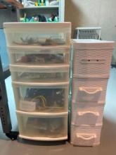 Group of 2 Plastic Organizers and Contents