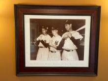 Framed Print of Joe DiMaggio Mickey Mantle and Ted Williams