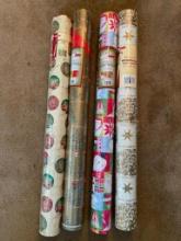 Group of 4 Large Rolls of Christmas Wrapping Paper
