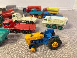 Group of 14 Vintage Lensey Matchbox Trucks and Tractors