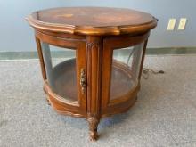 Lighted Round End Table with Glass Sides
