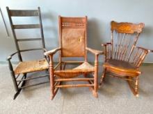 Group of 3 Vintage Wooden Rocking Chairs