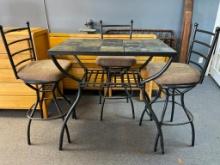 Tall Metal / Tile Outdoor Table and 3 Chairs